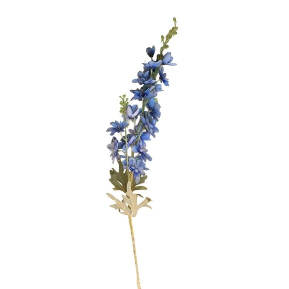 Artificial Blue Delphinium Silk Flowers With Greenery For Floral Arrangements & - Picture 8 of 8